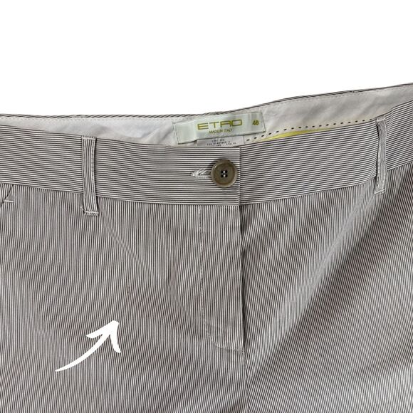 ETRO Italy Pinstripe Flat front Lightweight Cropped Pants Wm Sz 48/ US‎ 16 - Picture 5 of 11